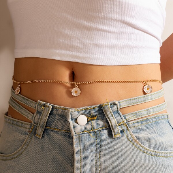 

Flower Charm Waist Chain, Gold