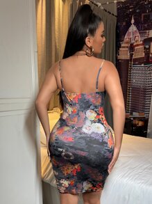 Floral Print Bodycon Dress - Multicolor - View 2