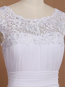 EVERPRETTY Contrast Lace Cut Out Back Bridesmaid Dress - White - View 5