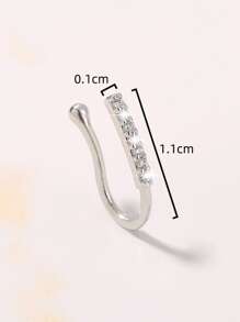 Nooxian 銅水鑽裝飾鼻環適合女士和男士,龐克非穿孔,A時尚身體鏈禮品適用於任何場合 - 銀色 - 查看 5