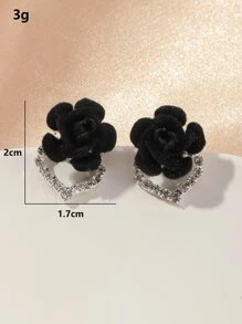 花耳釘 - 黑色 - 查看 4