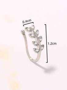 水鑽樹葉裝飾鼻環 - 銀色 - 查看 3