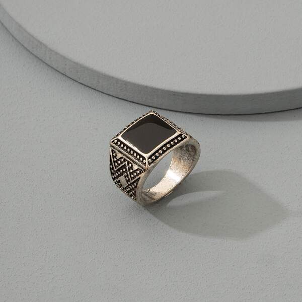 

Men Textured Metal Ring, Antique silver