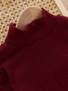 Girls Mock Neck Belted Sweater Dress
