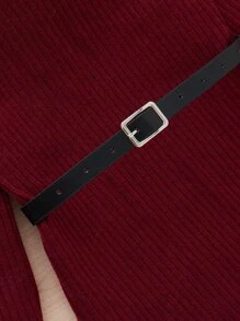Girls Mock Neck Belted Sweater Dress