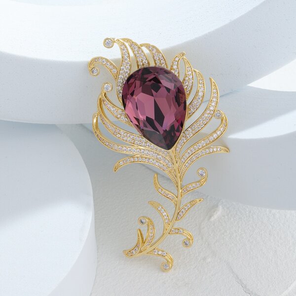 

14K Gold Plated Crystal Decor Brooch