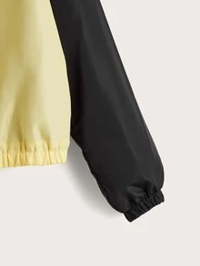 SHEIN Niñas Chamarra viento de color combinado de manga raglán - Amarillo - Ver 4