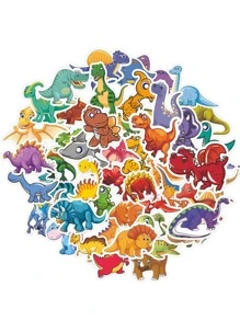 50 piezas Pegatina con patrón de dinosaurio al azar - Multicolor - Ver 1