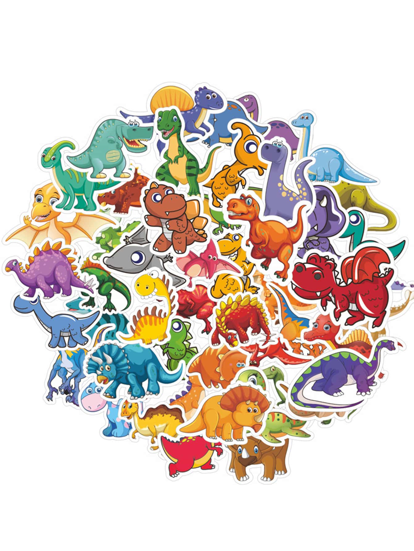 50 piezas Pegatina con patrón de dinosaurio al azar - Multicolor - Ver 1
