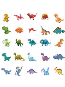 50 piezas Pegatina con patrón de dinosaurio al azar - Multicolor - Ver 2