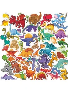 50 piezas Pegatina con patrón de dinosaurio al azar - Multicolor - Ver 3