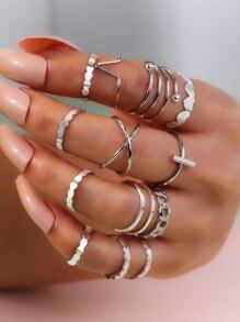 39pcs Heart Decor Ring - Multicolor - View 4