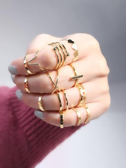 13pcs Heart Decor Ring Valentines