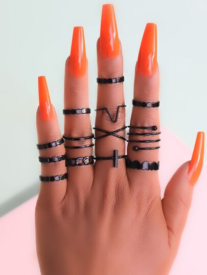 خاتم بديكور قلب 13 قطعة