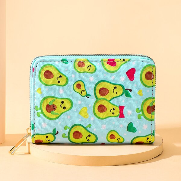 

Cartoon Avocado Graphic Small Wallet, Multicolor