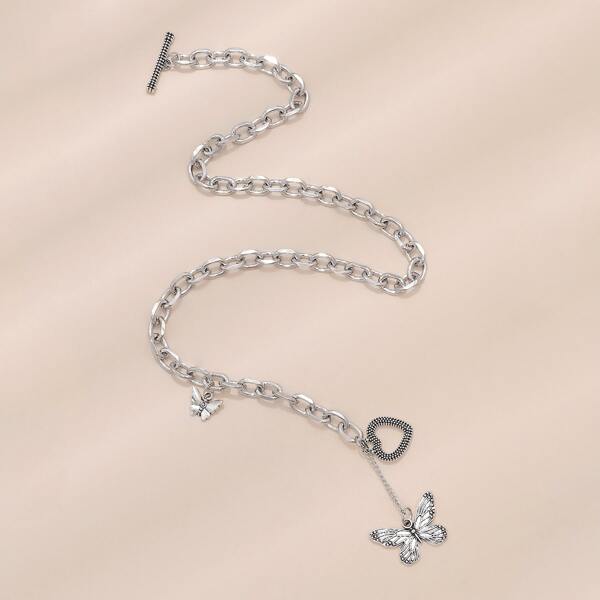 

Butterfly Charm Necklace, Silver