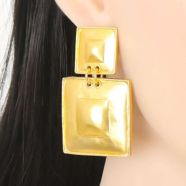 

Geometric Drop Earrings, Gold