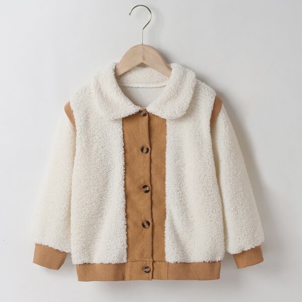 

Toddler Boys Color Block Teddy Jacket, Apricot