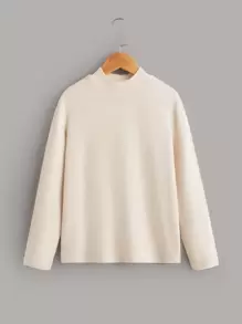 SHEIN Boys Solid Mock Neck Tee - Beige - View 1