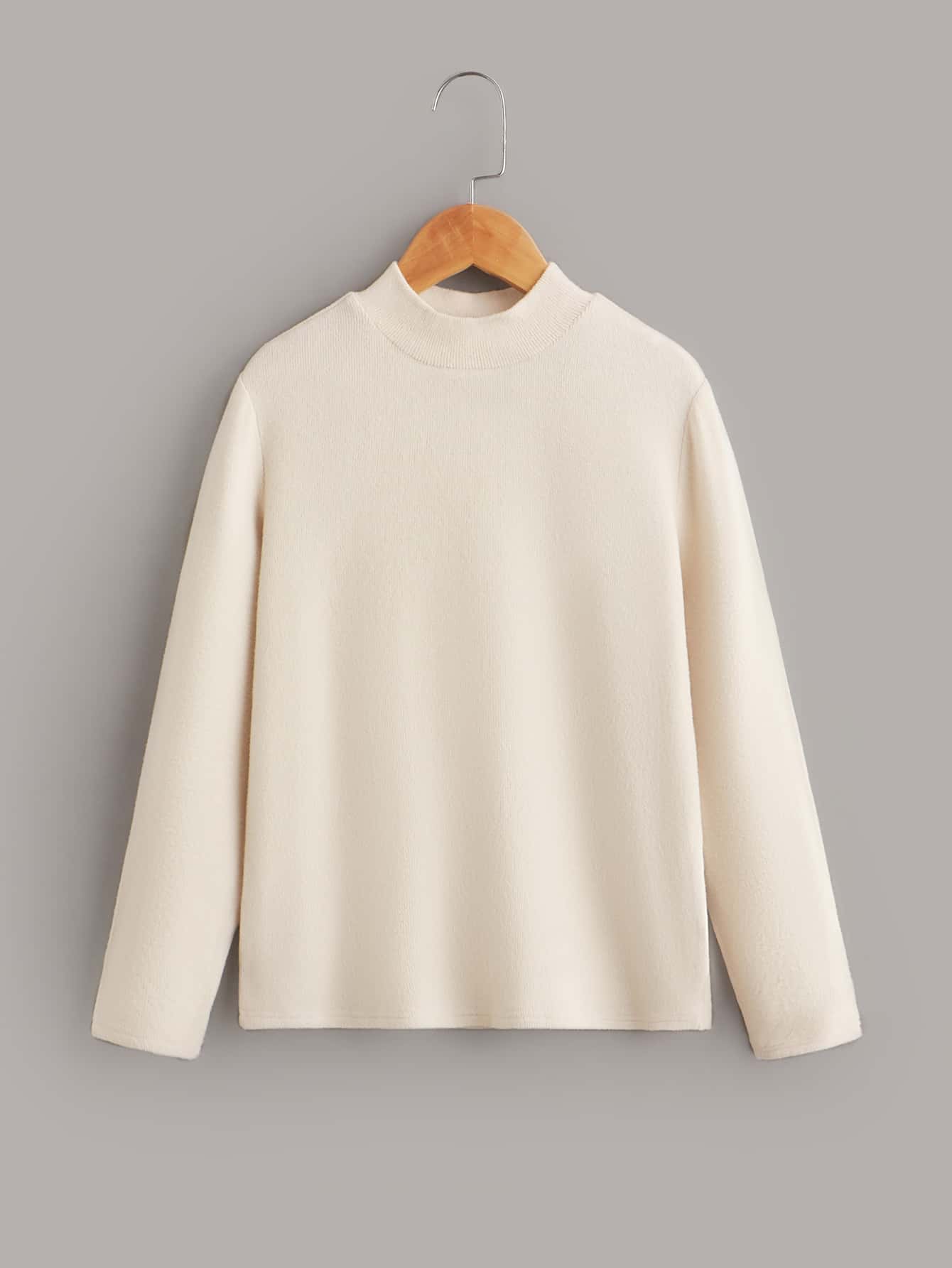 SHEIN Boys Solid Mock Neck Tee - Beige - View 1
