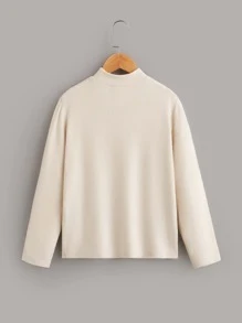 SHEIN Boys Solid Mock Neck Tee - Beige - View 2