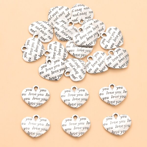 

20pcs Heart DIY Pendant, Silver