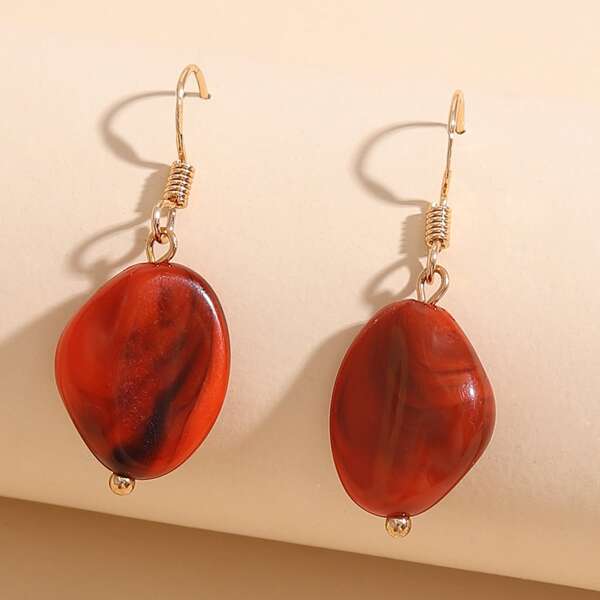 

Geometric Resin Drop Earrings, Red