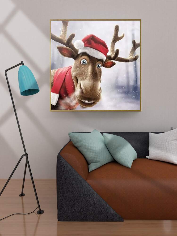 Christmas Elk Print DIY Diamond Unframed Painting - Multicolor - View 4