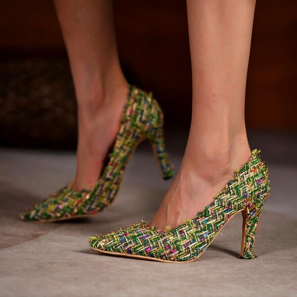

Allover Graphic Knit Court Pumps, Multicolor
