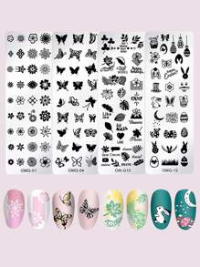 4 Cái Đồ Họa Hoạt Hình Gel Ba Lan Thiết Kế Nail Art Stamper Cho Sơn Móng Tay Khô Chậm Tấm Stamper Bộ Dụng Cụ Làm Móng Bộ Dụng Cụ Làm Móng Cho Tiệm Làm Móng - Bạc - Xem 1