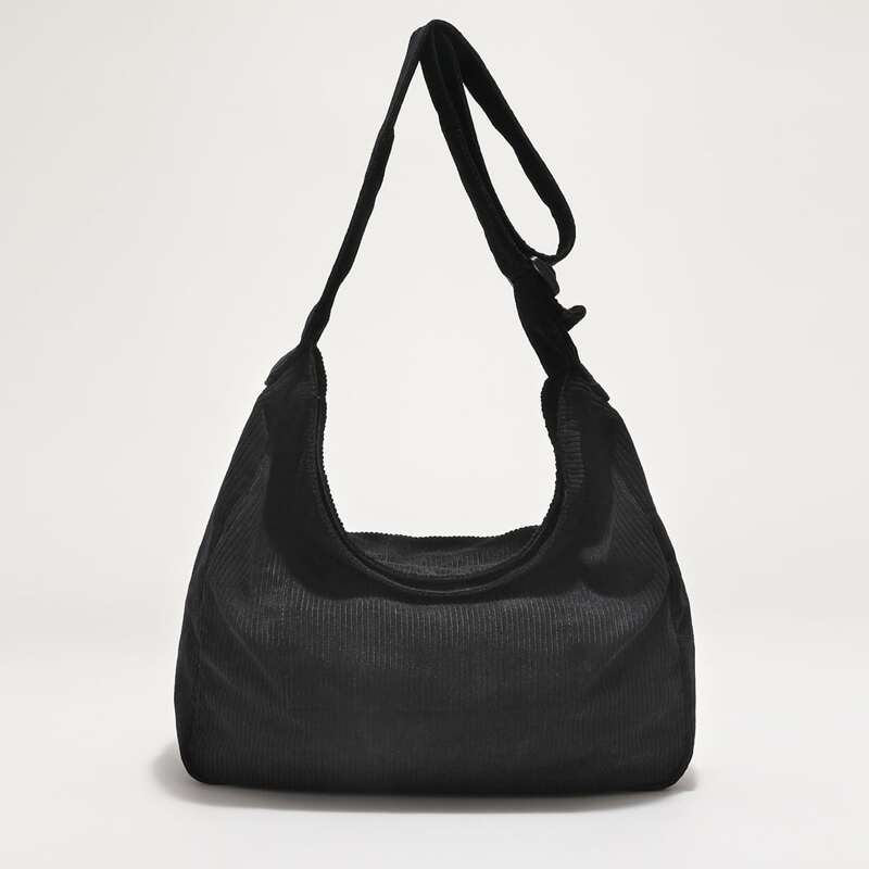 

Minimalist Corduroy Crossbody Bag, Black