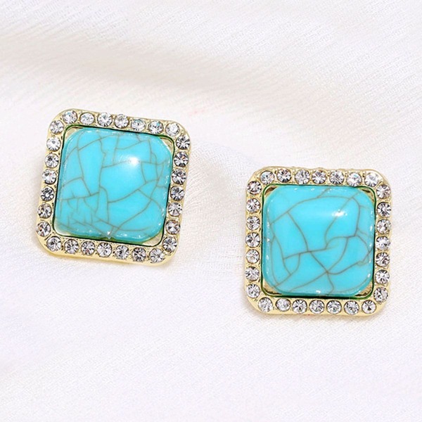 

Rhinestone Decor Stud Earrings, Multicolor