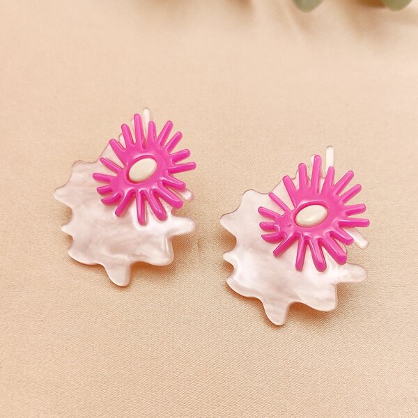 

Flower Acrylic Drop Earrings, Multicolor