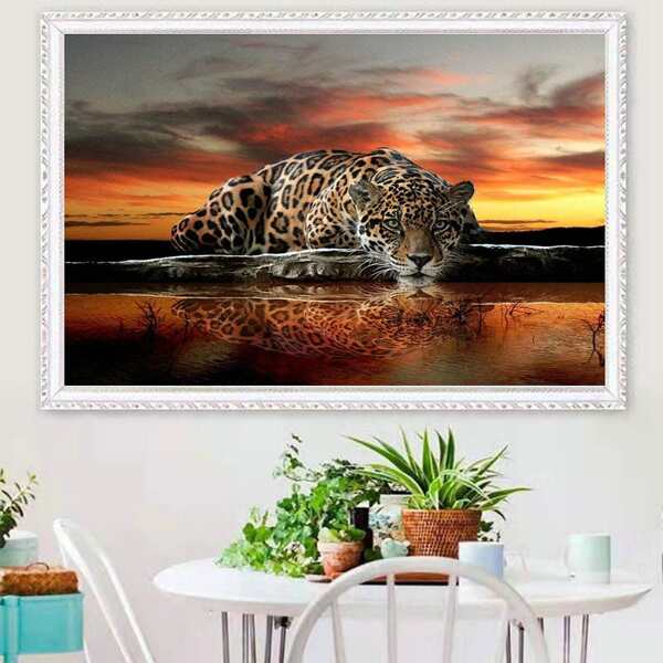

Leopard Print DIY Diamond Unframed Painting, Multicolor