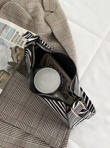 Bolso De Hombro Con Estampado De Cebra Para Mujer, Bolso Con Asa Superior, Bolso De Viaje, Cartera De Mano Con Cadena, Ligero, Informal, De Negocios, Con Patrón De Rayas De Cebra, Bolso Baguette Para Adolescentes, Mujeres, Estudiantes Universitarias, Novatos Y Trabajadores De Cuello Blanco, Perfecto Para La Oficina, La Universidad, El Trabajo, Los Negocios, Los Desplazamientos. Aire Libre, Viajes, Salidas - Blanco y Negro - Ver 7