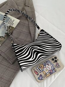 Bolso De Hombro Con Estampado De Cebra Para Mujer, Bolso Con Asa Superior, Bolso De Viaje, Cartera De Mano Con Cadena, Ligero, Informal, De Negocios, Con Patrón De Rayas De Cebra, Bolso Baguette Para Adolescentes, Mujeres, Estudiantes Universitarias, Novatos Y Trabajadores De Cuello Blanco, Perfecto Para La Oficina, La Universidad, El Trabajo, Los Negocios, Los Desplazamientos. Aire Libre, Viajes, Salidas - Blanco y Negro - Ver 8