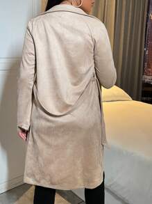 SHEIN SXY 雙排釦西裝領腰帶麂皮外套