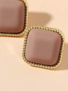 1 đôi Hình vuông Bông tai stud - Lạc đà - Xem 5