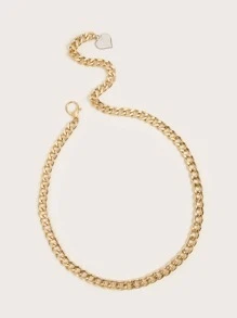 Heart Charm Waist Chain Belt - Gold - View 2