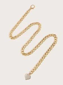 Heart Charm Waist Chain Belt - Gold - View 3