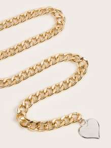 Heart Charm Waist Chain Belt - Gold - View 4