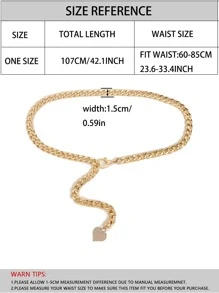 Heart Charm Waist Chain Belt - Gold - View 5