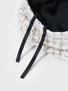 1頂鍊帶裝飾baker Boy帽,潮流休閒,適用於裝飾 - 白色 - 查看 2