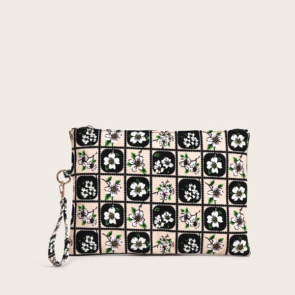 

Floral Graphic Clutch Bag, Multicolor
