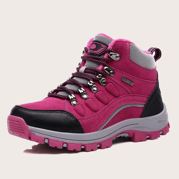 

Minimalist Lace-up Front Hiking Shoes, Hot pink