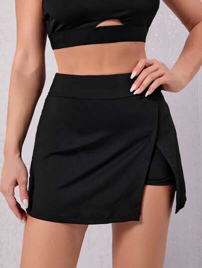 2 In 1 Split Pocket Sports Skort Tennis Skirt