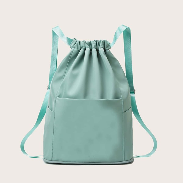 

Girls Pocket Detail Drawstring Backpack, Green