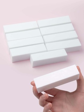 10pcs White Simple Nail Buffer Sanding Block Files Sponge Nail Polisher Professional Manicure Tools For Acrylic Nails Care For Optimum Natural Nail Care,Nail Supplies,Nail Tools,Nail Art Tools,Back To School,Nails,Nail Tools For Press On Nails