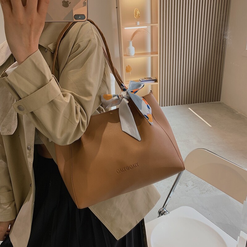

Scarf Decor Tote Bag, Brown