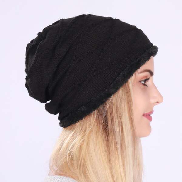 

Plain Knit Hat, Black